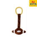 Approved Sportsball with Rope Plush Dog Toy Brown 1295