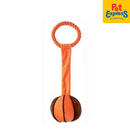 Approved Sportsball with Rope Plush Dog Toy Orange 1295