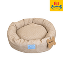 Pooch and Co Round Reversible Grid Lines Pet Bed 60cmx65cm Brown