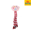 Approved Squeaky Paw with Rope Plush Dog Toy Pink 1380
