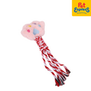 Approved Squeaky Paw with Rope Plush Dog Toy Pink 1380