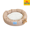 Pooch and Co Round Reversible Grid Lines Pet Bed 60cmx65cm Brown