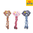 Approved Squeaky Paw with Rope Plush Dog Toy Gray 1380