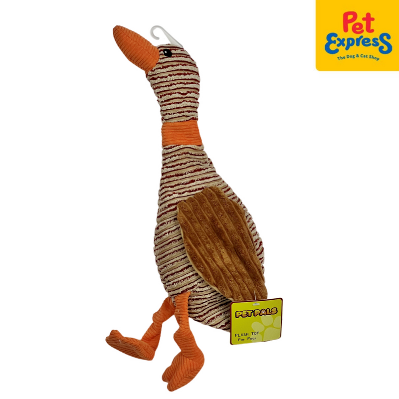 Pet Pals Plush Squeaky Corduroy Brown Duck Dog Toy 38cm