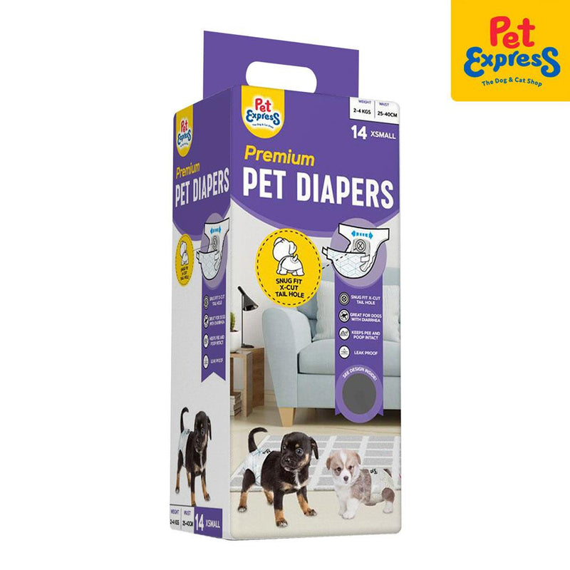 Pet Express Premium Pet Diapers Teal Extra Small 14s C-02
