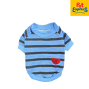 Pet Express Shirt Stripes Heart Dog Apparel Medium Blue