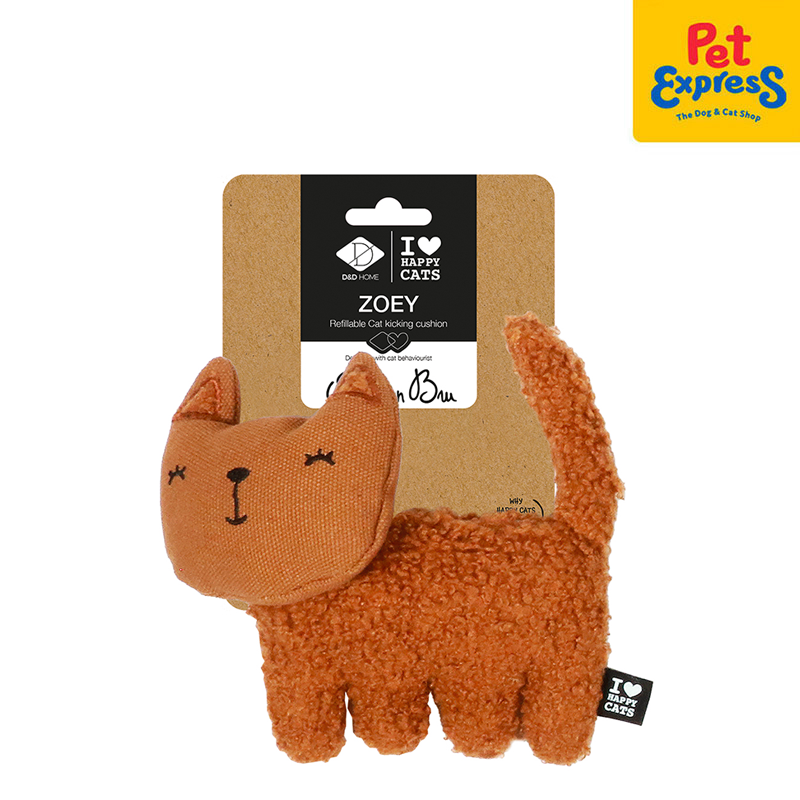 [FOR PRE-ORDER] I Love Happy Cats Zoey - Refillable Cat Kicking Cat Toy Brown