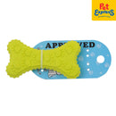 Approved Flat Bone with Paw Spike Dog Toy 4 inches Yellow Green