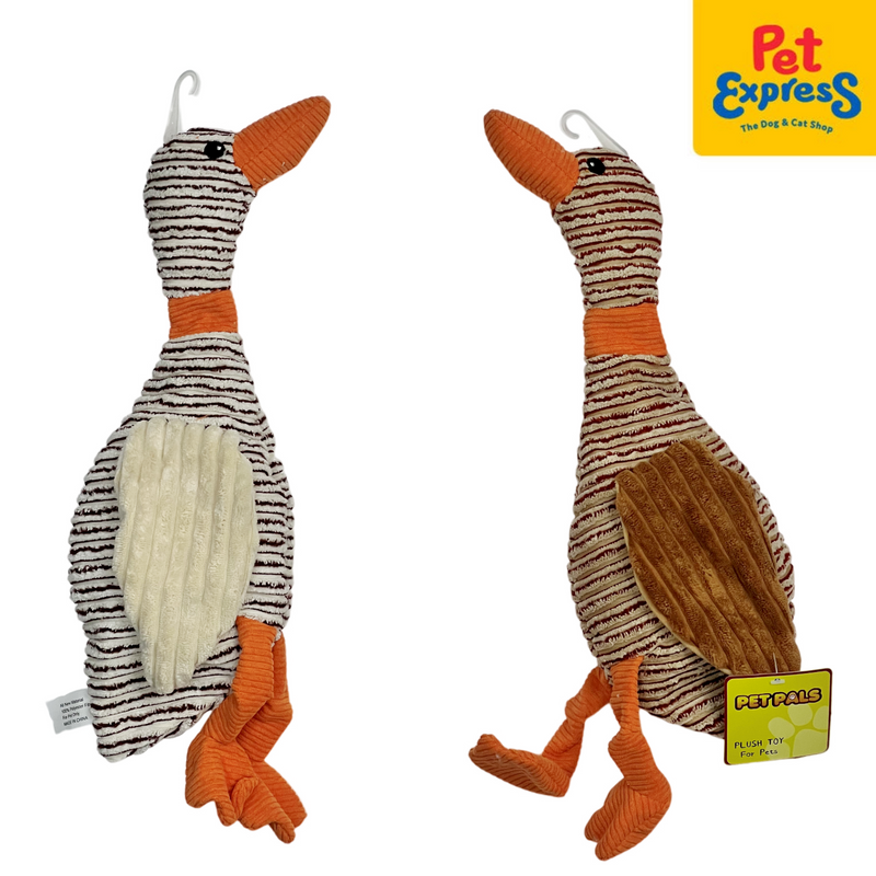 Pet Pals Plush Squeaky Corduroy Brown Duck Dog Toy 38cm