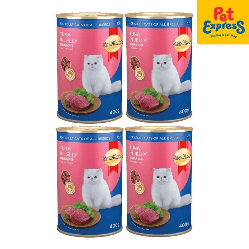 BUY 4 SmartHeart Adult Tuna in Jelly Wet Cat Food 400g (4 cans)