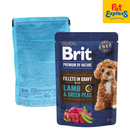 Brit Premium By Nature Adult Fillets in Gravy Lamb and Green Peas Wet Dog Food 85g (24 pouches)