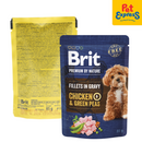 Brit Premium By Nature Adult Fillets in Gravy Chicken and Green Peas Wet Dog Food 85g (24 pouches)