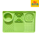 Pet Express 6 in 1 Silicone Slow Feeder and Lick Mat Green