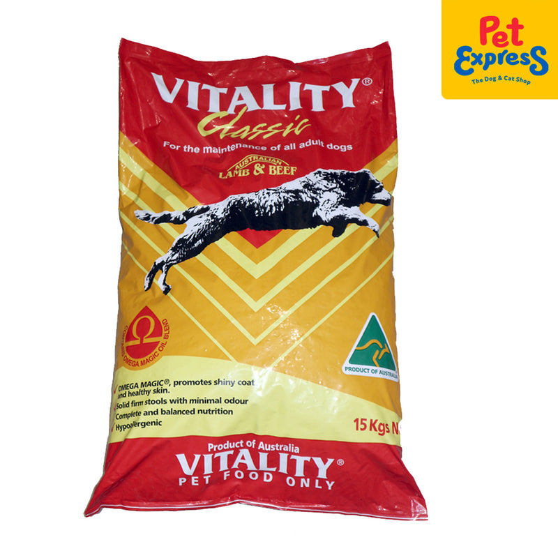 Vitality Classic Lamb and Beef Dry Dog Food 15kg_front