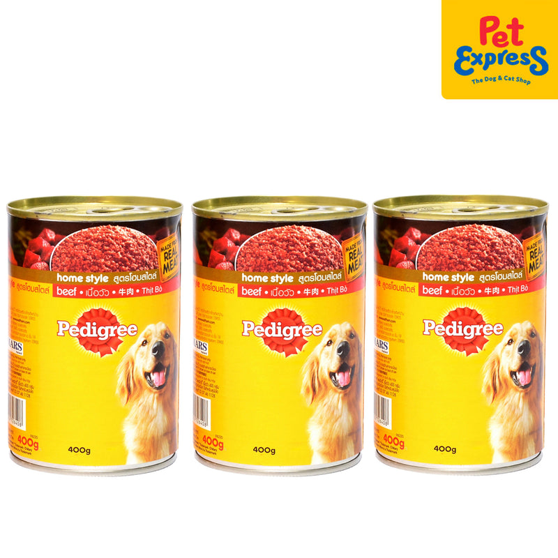 Pedigree Adult Beef Wet Dog Food 400g (3 cans)