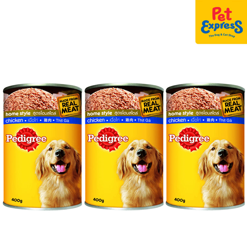 Pedigree Adult Chicken and Liver Wet Dog Food 400g (3 cans)