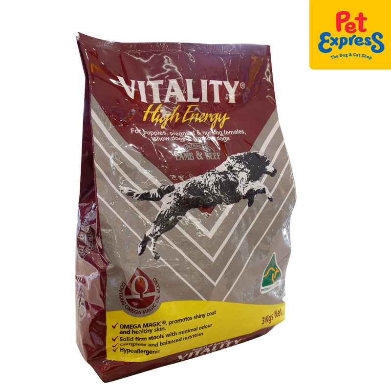 Vitality High Energy Dry Dog Food 3kg_side