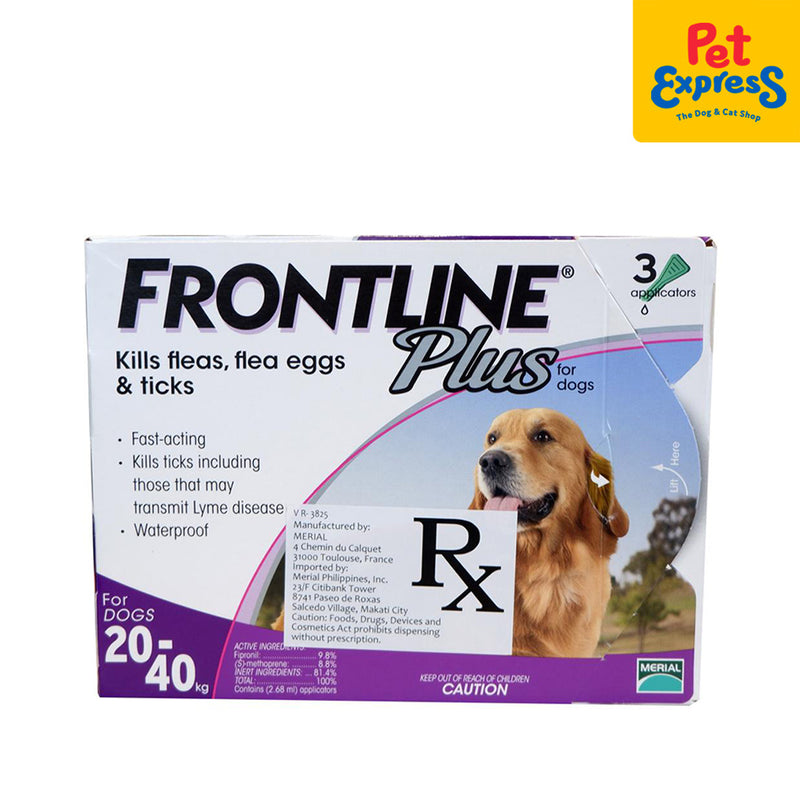 Frontline Plus Tick and Flea Drops for Large Breed Dogs 20-40kg 3x2.68ml (3 pipets)