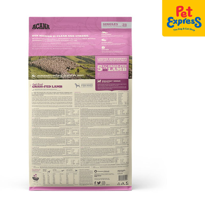 Acana Grass Fed Lamb Dry Dog Food 11.4kg