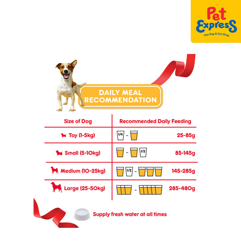 Pedigree Adult Beef and Vegetables Dry Dog Food 1.5kg_feeding guide