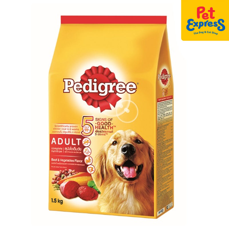 Pedigree Adult Beef and Vegetables Dry Dog Food 1.5kg_front