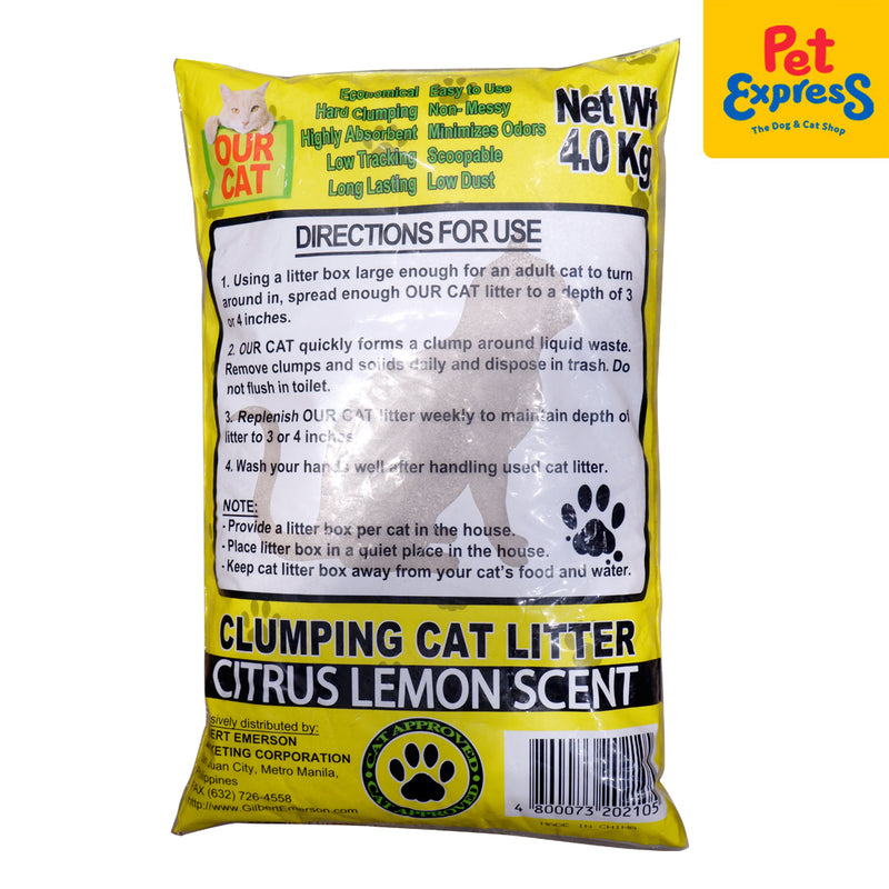 Our Cat Clumping Citrus Lemon Cat Litter 4kg