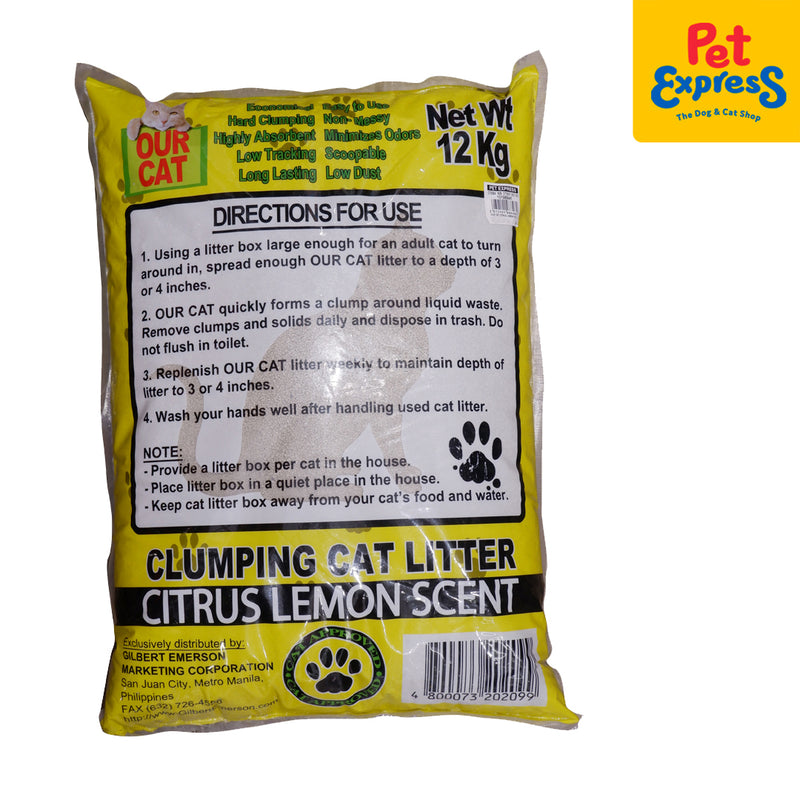 Our Cat Clumping Citrus Lemon Cat Litter 12kg