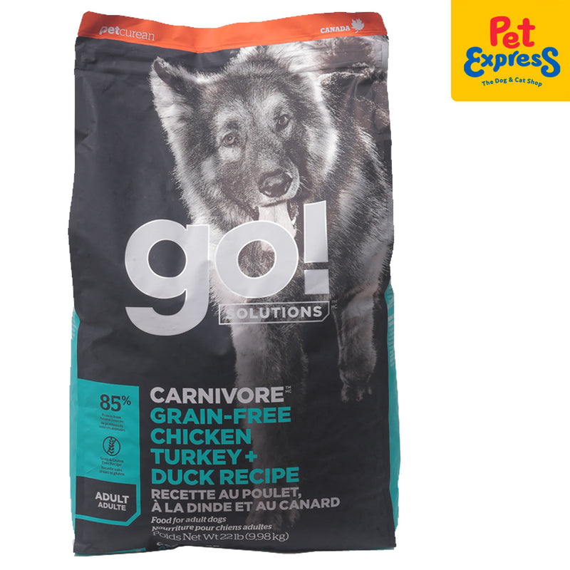 Go! Solutions Carnivore Grain Free Chicken Turkey and Duck Recipe Adult Dry Dog Food 22lbs