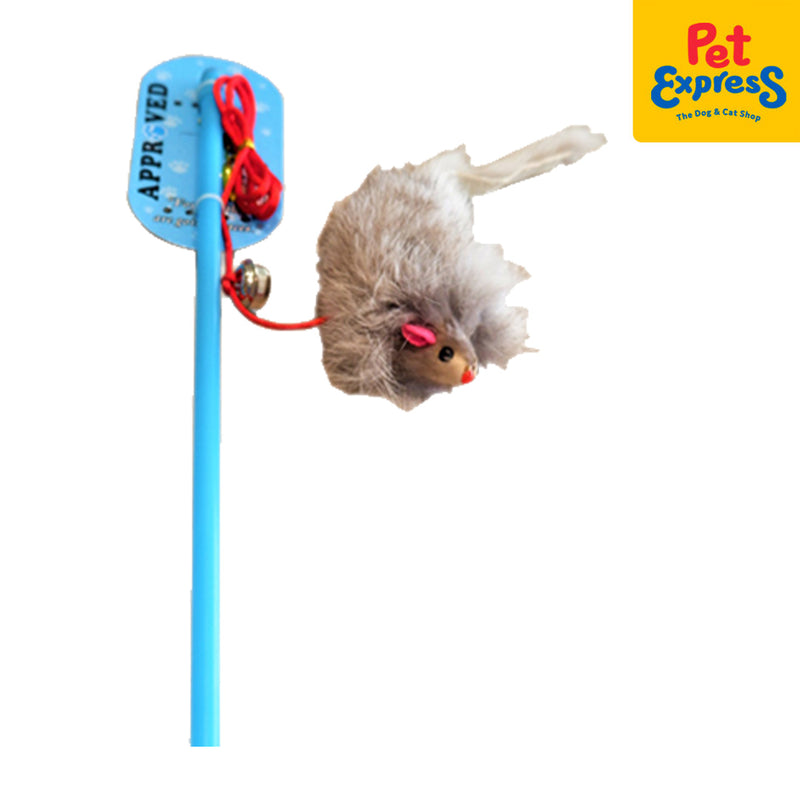 Approved Cat Stick Mouse in Plastic Handle Cat Toy