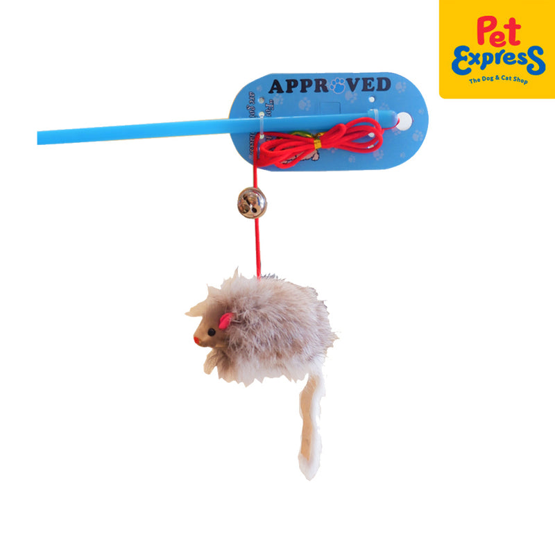 Approved Cat Stick Mouse in Plastic Handle Cat Toy