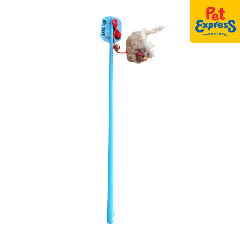 Approved Cat Stick Mouse in Plastic Handle Cat Toy