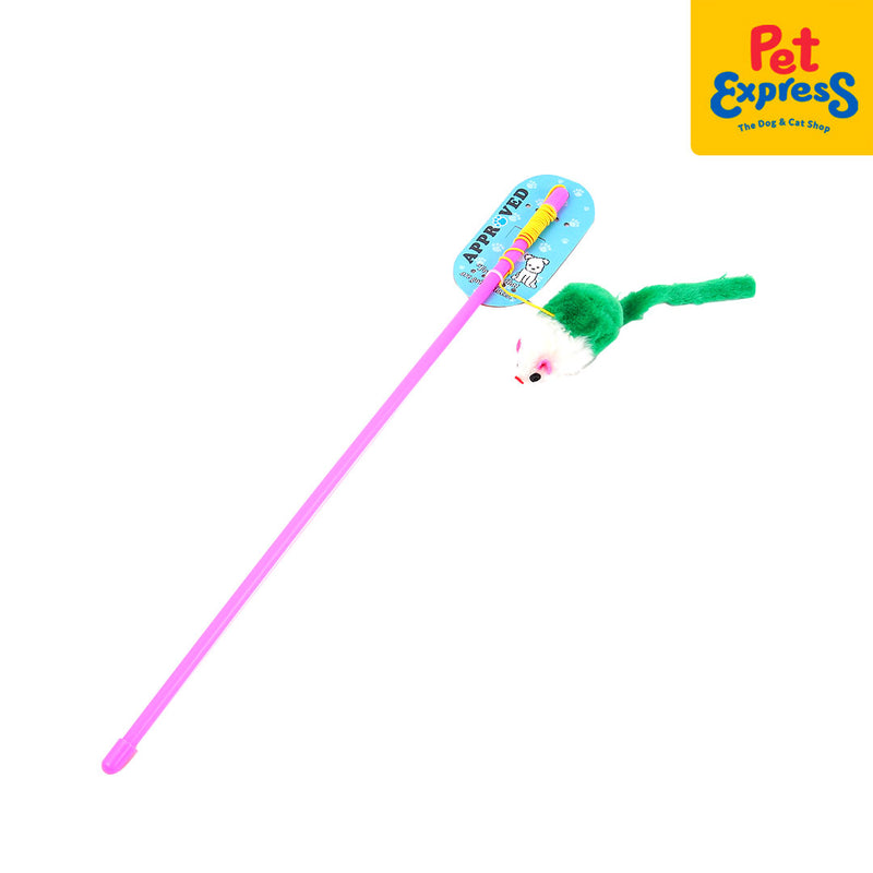 Approved Cat Stick Mouse in Plastic Handle Cat Toy