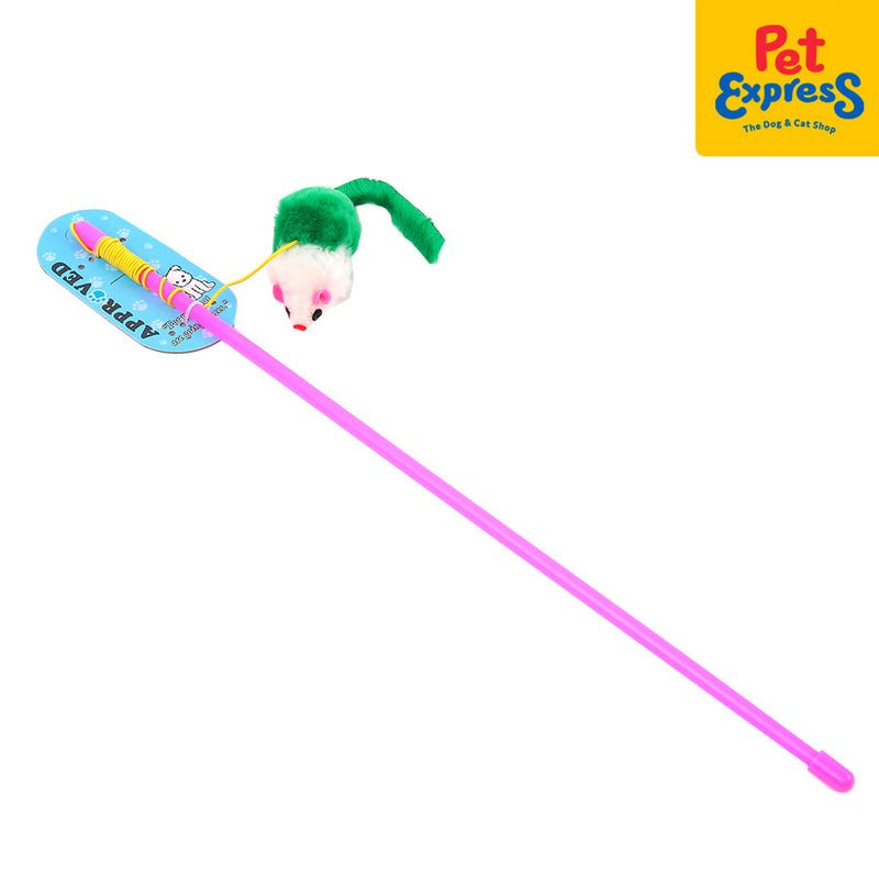 Approved Cat Stick Mouse in Plastic Handle Cat Toy