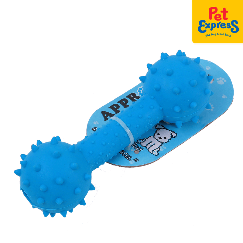 Approved Dumbell with Spike Dog Toy 6 inches Blue_side