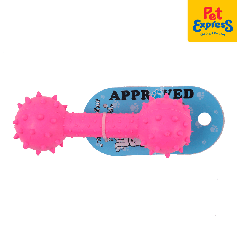 Approved Dumbell with Spike Dog Toy 6 inches Pink_front