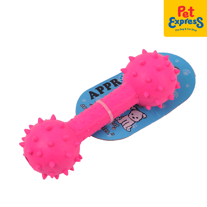 Approved Dumbell with Spike Dog Toy 6 inches Pink_side