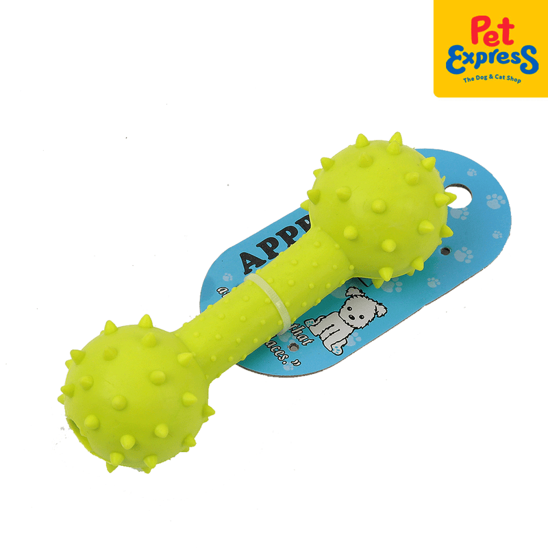 Approved Dumbell with Spike Dog Toy 6 inches Yellow Green_side