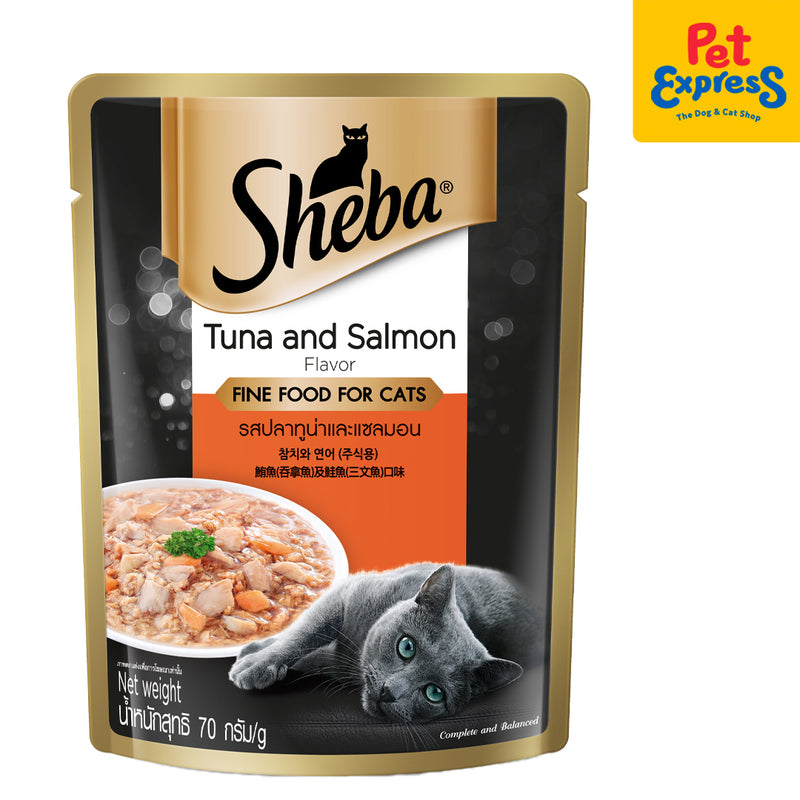 Sheba Adult Tuna and Salmon Wet Cat Food 70g (12 pouches)_front