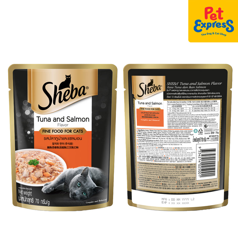 Sheba Adult Tuna and Salmon Wet Cat Food 70g (12 pouches)
