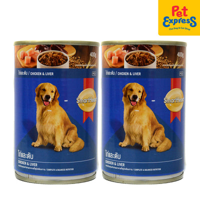 SmartHeart Chicken and Liver Wet Dog Food 400g (2 cans)