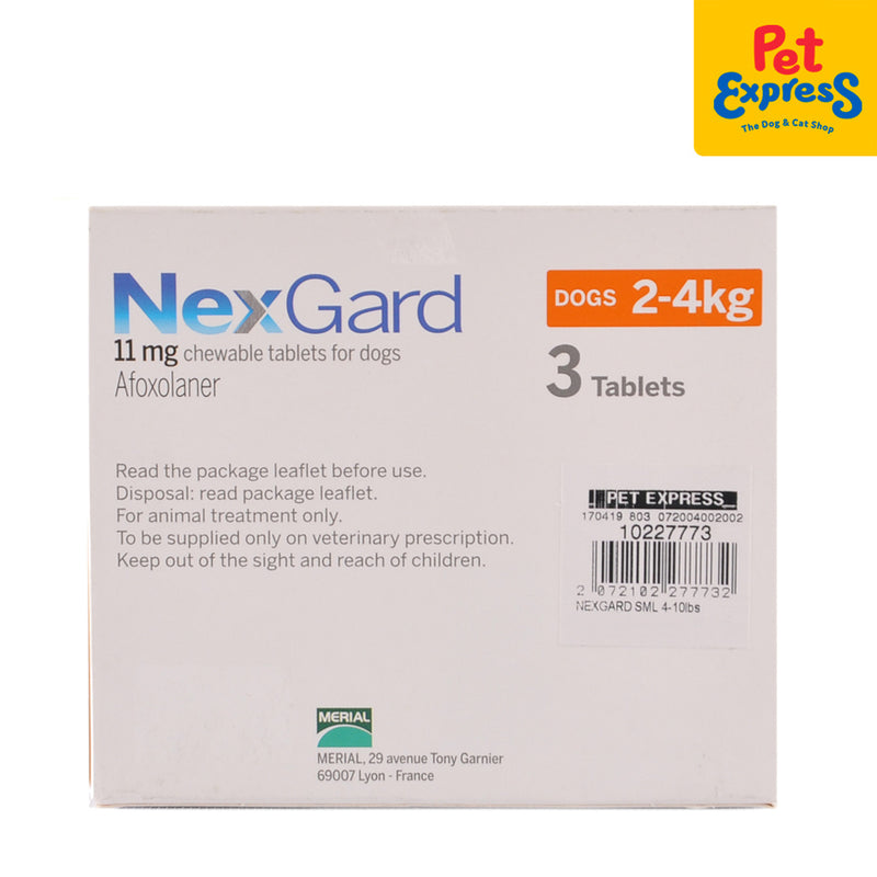 NexGard Chewable Tablet for Small Breed Dogs 2-4kg / 4-10lbs (3 tablets)