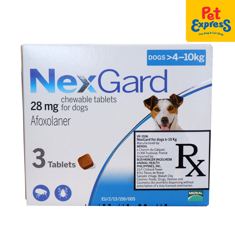 NexGard Chewable Tablet for Medium Breed Dogs >4-10kg / 10-24lbs (3 tablets)