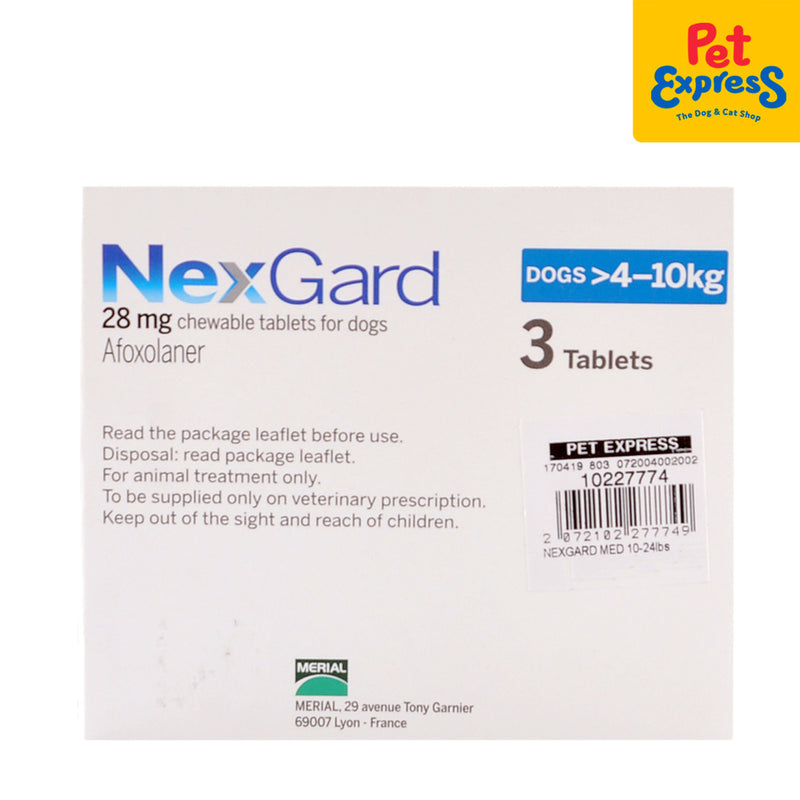 NexGard Chewable Tablet for Medium Breed Dogs >4-10kg / 10-24lbs (3 tablets)