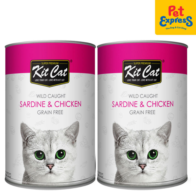 Kit Cat Grain Free Sardine and Chicken Wet Cat Food 400g (2 cans)