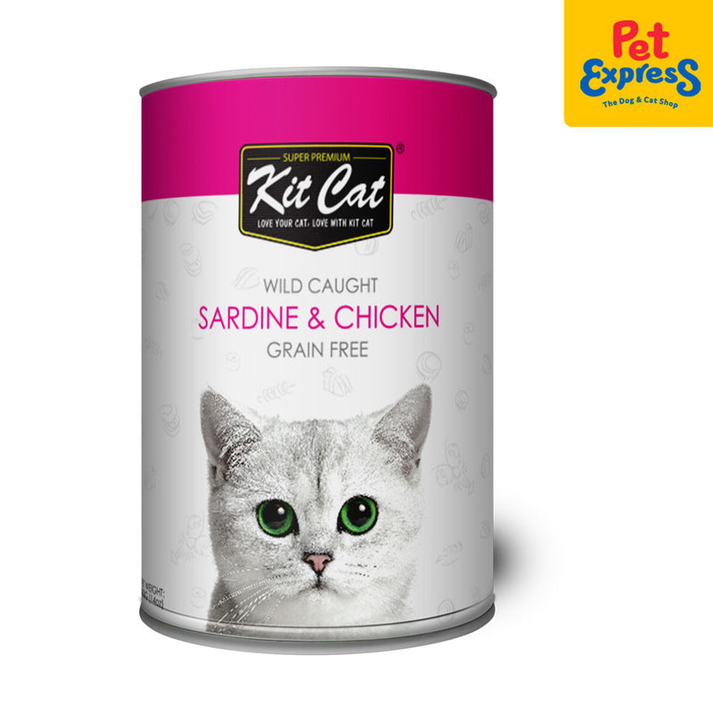 Kit Cat Grain Free Sardine and Chicken Wet Cat Food 400g (2 cans)