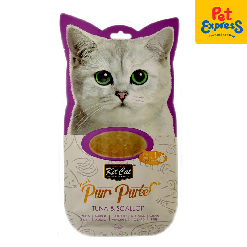 Kit Cat Purr Purees Tuna and Scallop Cat Treats 15gx4 (2 packs)