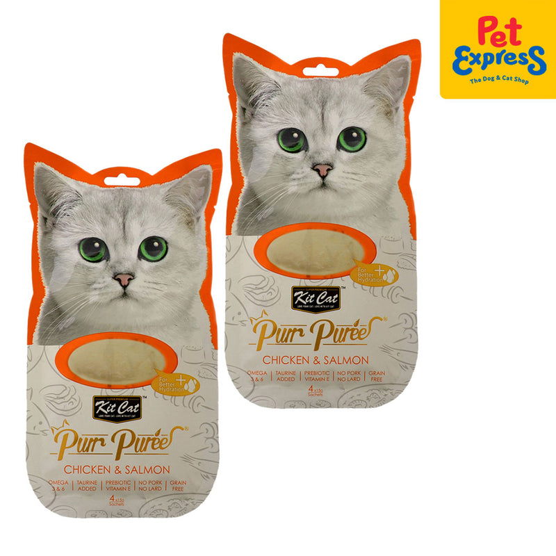 Kit Cat Purr Puree Chicken and Salmon Cat Treats 15gx4 (2 packs)