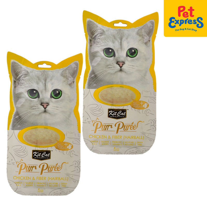 Kit Cat Purr Puree Chicken and Fiber Cat Treats 15gx4 (2 packs)