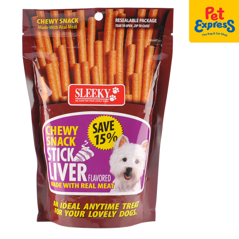 Sleeky Chewy Snack Stick Liver Dog Treats 175g_front