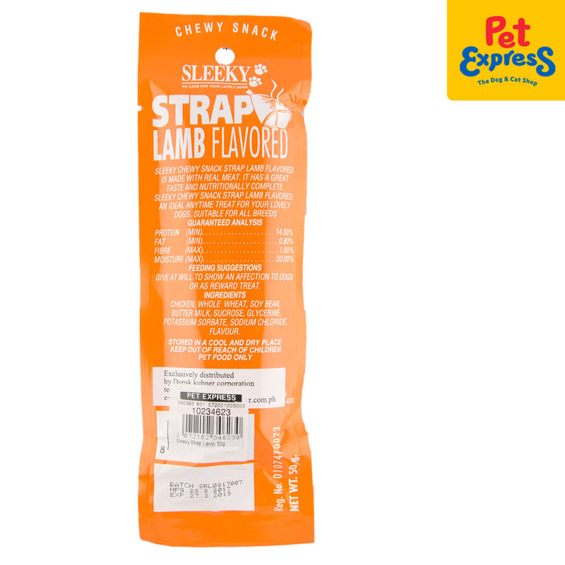 Sleeky Chewy Snack Strap Lamb Dog Treats 50g (2 packs)_back